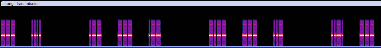 Some morse code in a wav file shown through the spectrogram